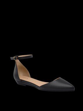Pashion Footwear The D'Orsay - Coal Leather Flat Size 1010